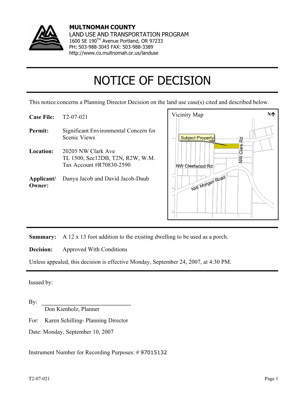 Notice of Decision