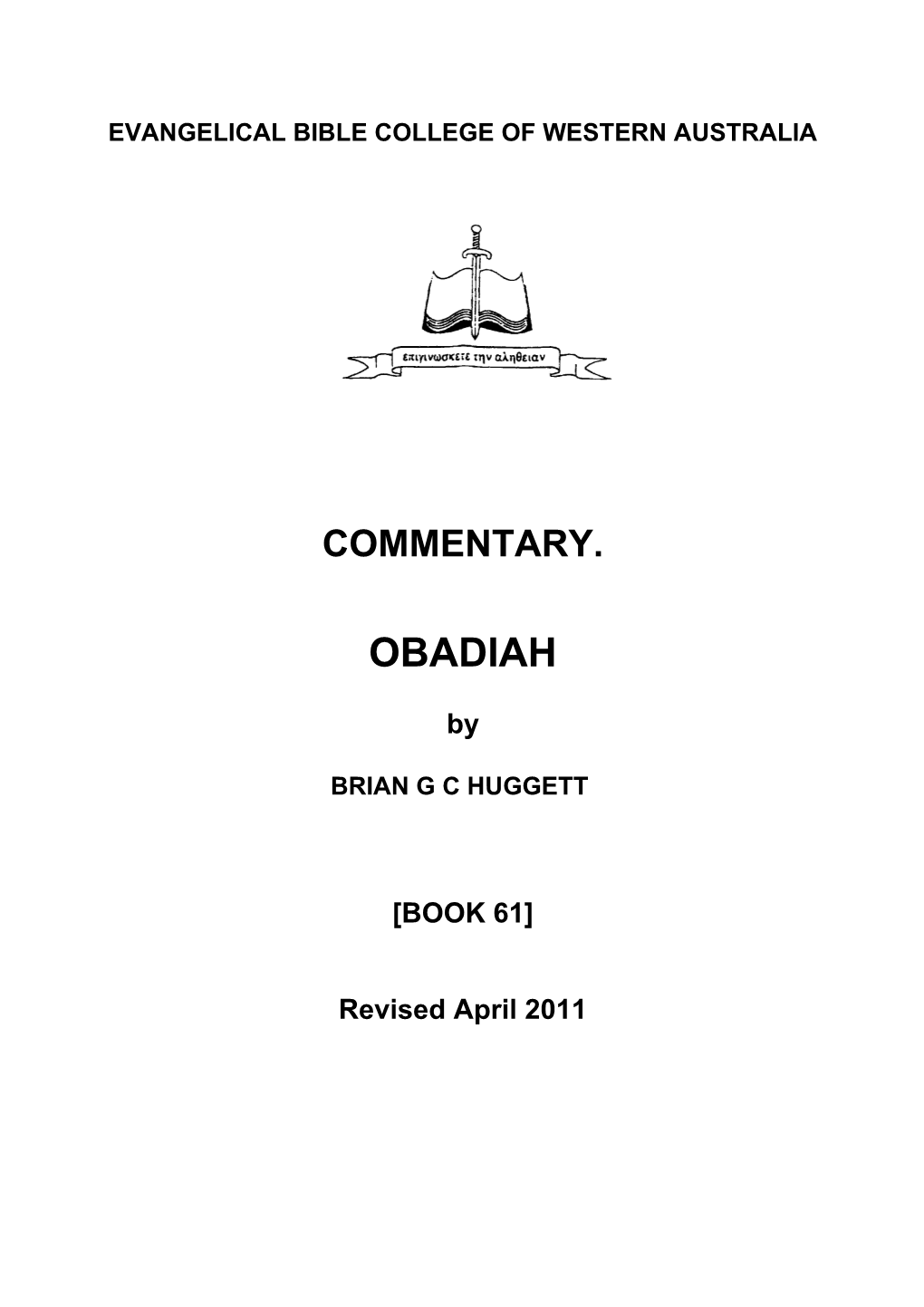 The Vision of Obadiah