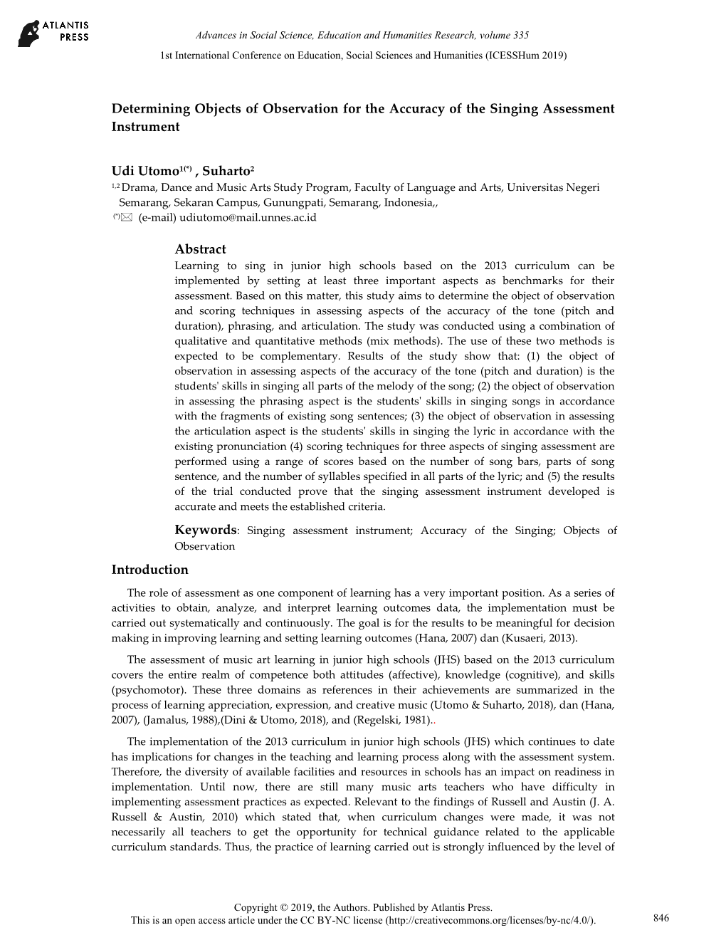 Determining Objects of Observation for the Accuracy of the Singing Assessment Instrument