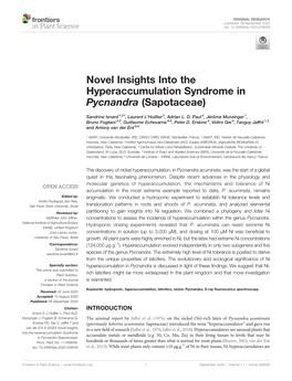 Novel Insights Into the Hyperaccumulation Syndrome in Pycnandra (Sapotaceae)