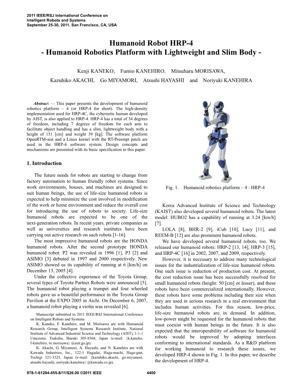 Humanoid Robotics Platform with Lightweight and Slim Body