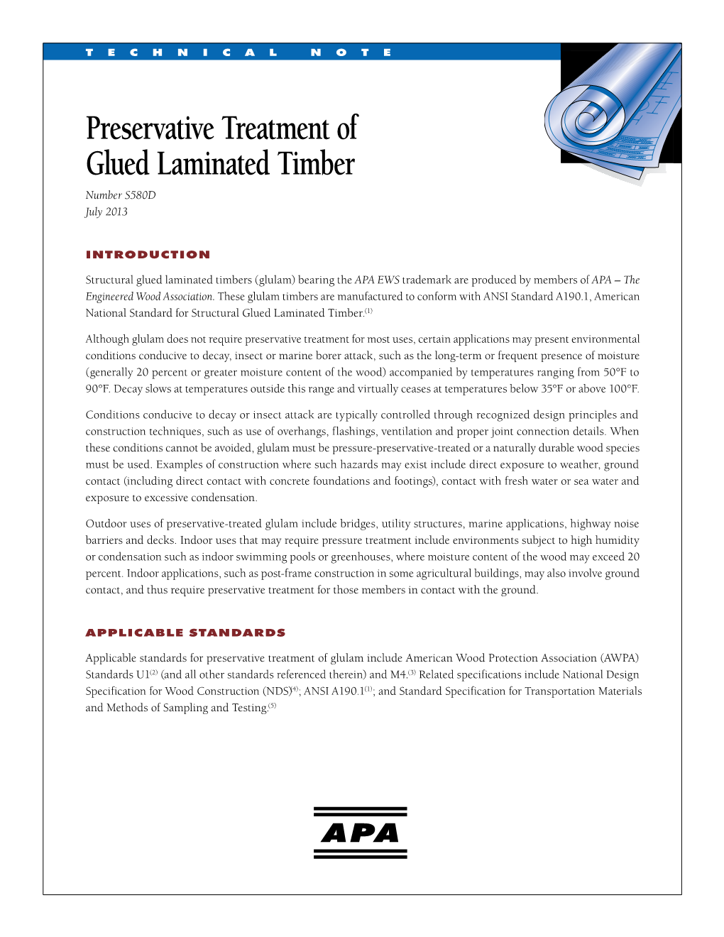 Preservative Treatment of Glued Laminated Timber Number S580D July 2013