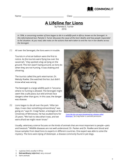 Commonlit | a Lifeline for Lions