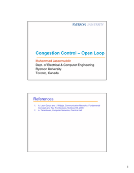 Congestion Control – Open Loop