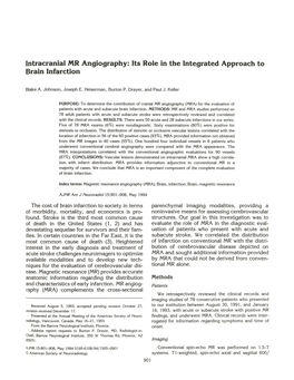 Intracranial MR Angiography: Its Role in the Integrated Approach to Brain Infarction