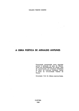 A Obra Poética De Arnaldo Antunes