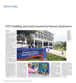 NTU Building and Road Renamed in Honour of Pioneers