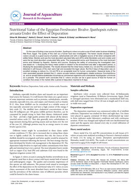 Nutritional Value of the Egyptian Freshwater Bivalve Spathopsis Rubens Arcuata Under the Effect of Depuration Gihan M
