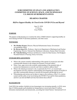Subcommittee on Space and Aeronautics Committee on Science, Space, and Technology U.S