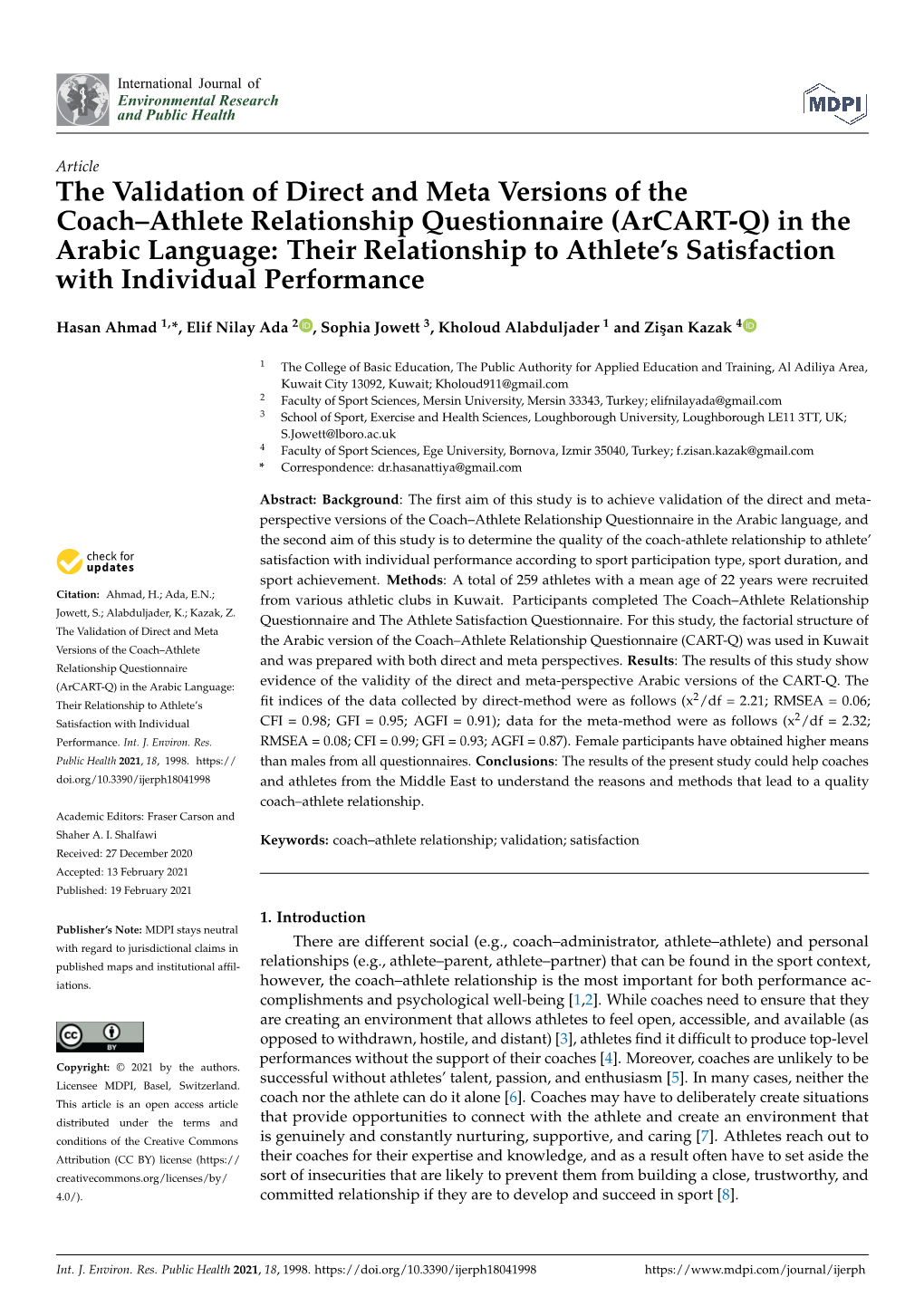 The Validation of Direct and Meta Versions of the Coach