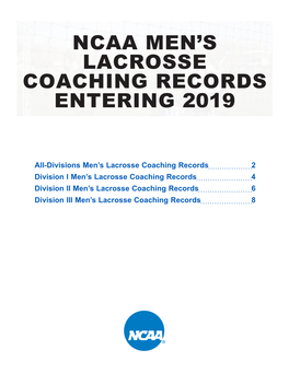 Ncaa Men's Lacrosse Coaching Records Entering