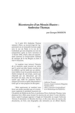 Bicentenaire D'un Messin Illustre : Ambroise Thomas