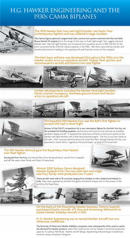 H.G. HAWKER ENGINEERING and the 1930S CAMM BIPLANES