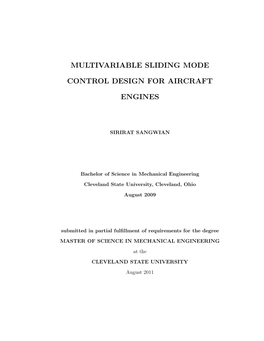 Multivariable Sliding Mode Control Design for Aircraft Engines