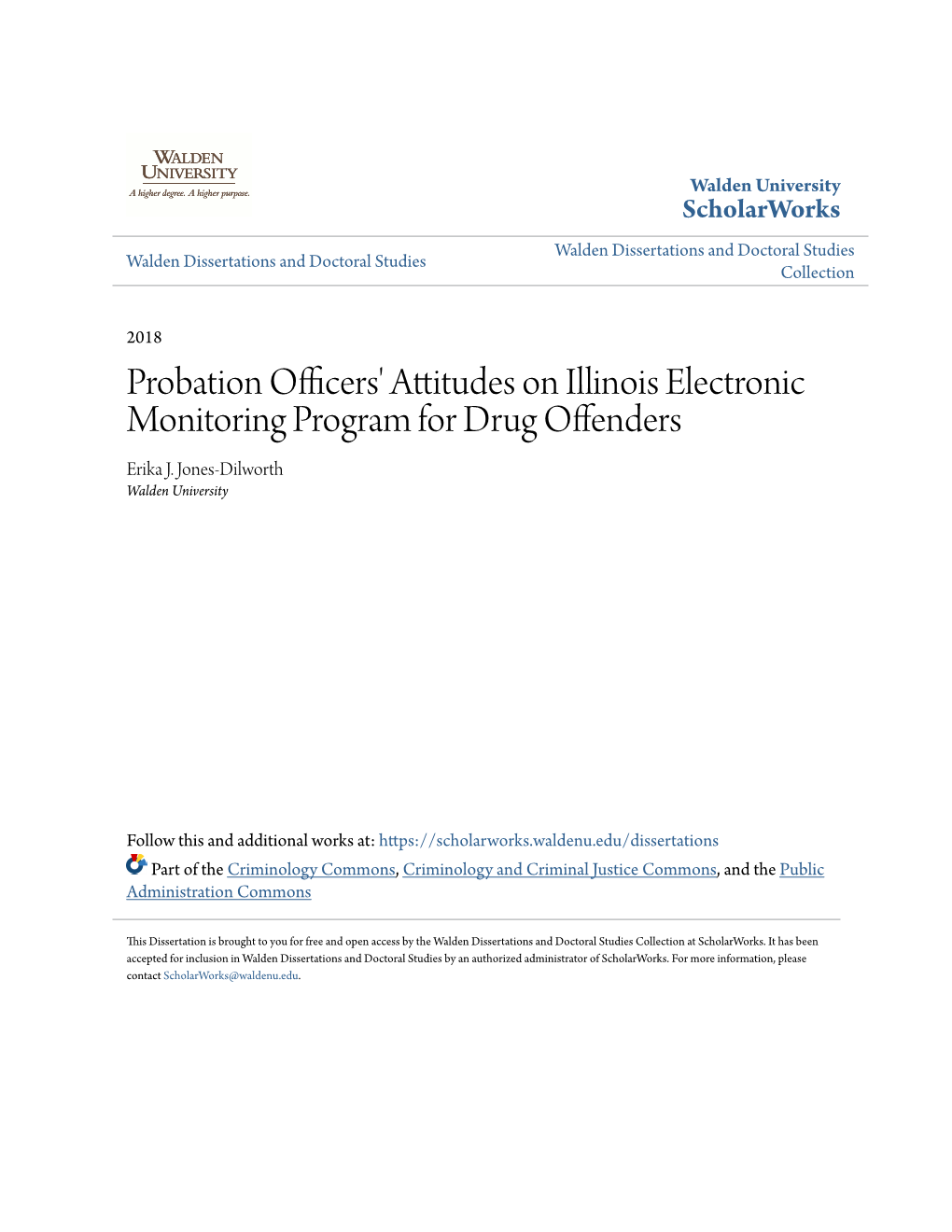Probation Officers' Attitudes on Illinois Electronic Monitoring Program for Drug Offenders Erika J