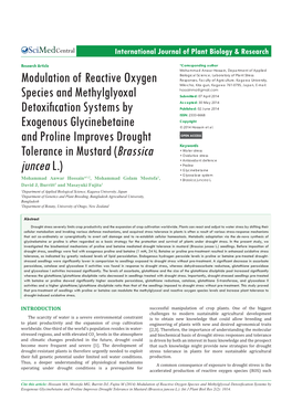 Modulation of Reactive Oxygen Species and Methylglyoxal