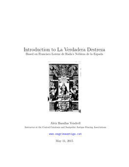 Introduction to La Verdadera Destreza Based on Francisco Lorenz De Rada’S Nobleza De La Espada