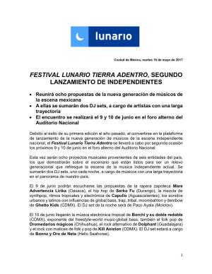 Festival Lunario Tierra Adentro, Segundo Lanzamiento De Independientes