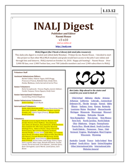 INALJ Digest Publisher and Editor Naomi House V3 N10 Visit Us Online At
