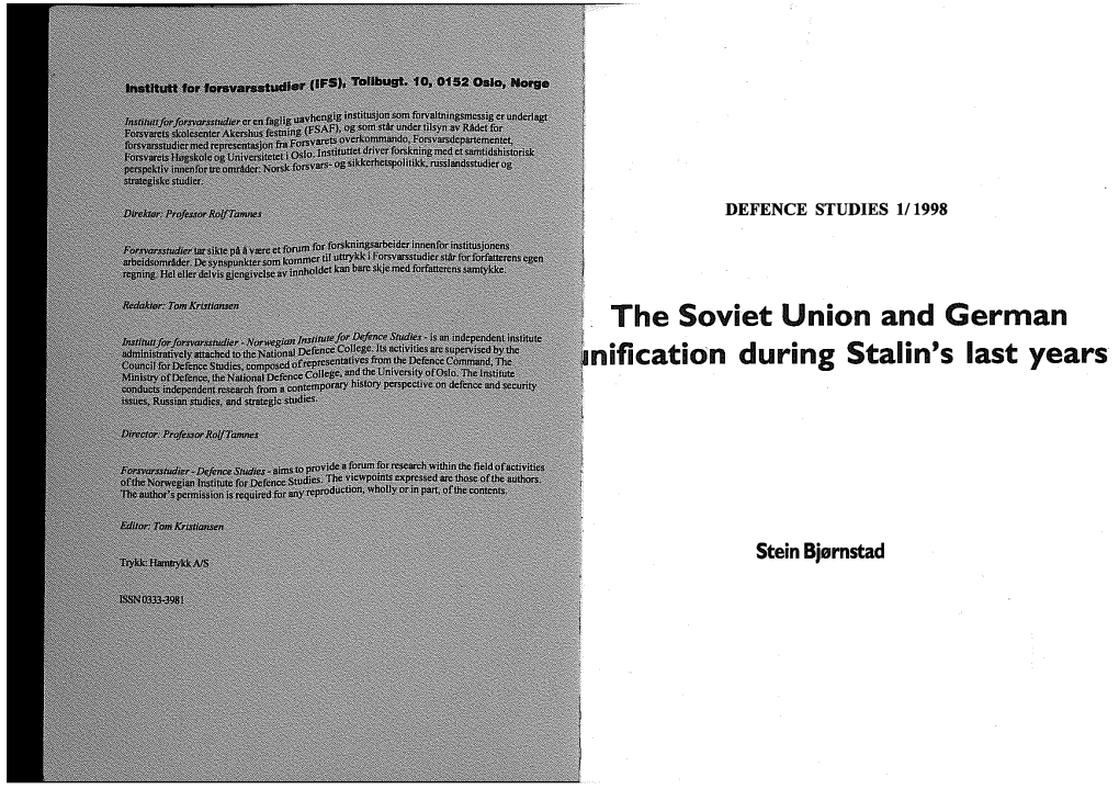 Stalin Note and the "Lost-Opportunity Debate"