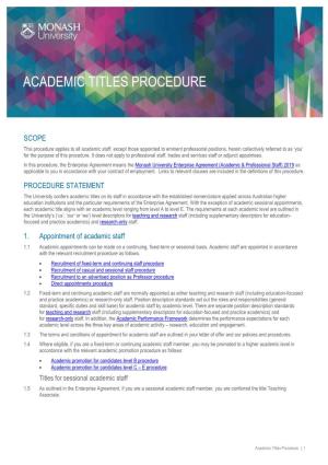 Academic Titles Procedure