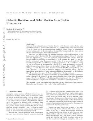 Galactic Rotation and Solar Motion