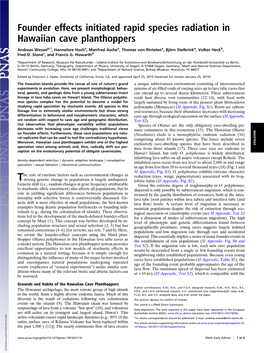 Founder Effects Initiated Rapid Species Radiation in Hawaiian Cave Planthoppers