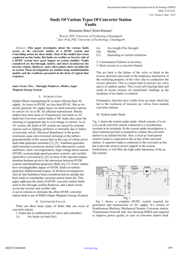 Study of Various Types of Converter Station Faults Himanshu Batra1,Rintu Khanna2 1M.Tech, PEC University of Technology,Chandigarh, 2 Asst