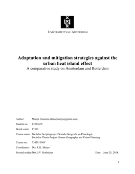 Adaptation and Mitigation Strategies Against the Urban Heat Island Effect a Comparative Study on Amsterdam and Rotterdam