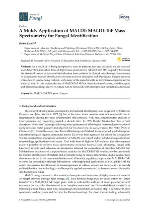 MALDI-Tof Mass Spectrometry for Fungal Identification