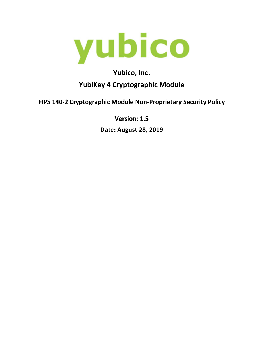 Yubico, Inc. Yubikey 4 Cryptographic Module