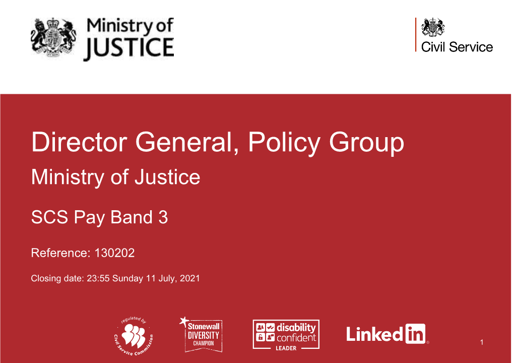 Director General, Policy Group Ministry of Justice
