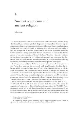 Ancient Scepticism and Ancient Religion