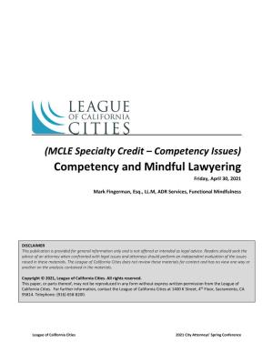 Competency and Mindful Lawyering Friday, April 30, 2021