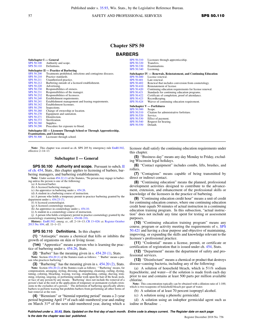 Chapter SPS 50 BARBERS Subchapter I — General SPS 50.310 Licensure Through Apprenticeship