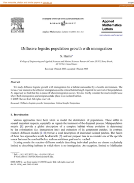 Diffusive Logistic Population Growth with Immigration