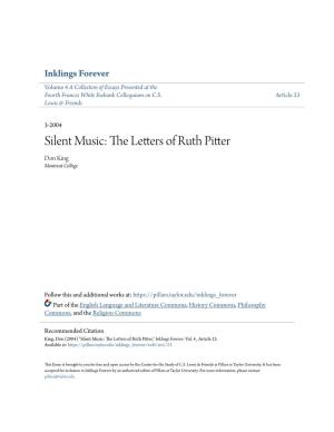 Silent Music: the Letters of Ruth Pitter Don King Montreat College
