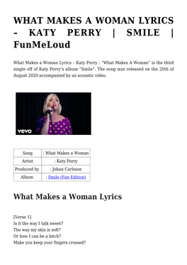What Makes a Woman Lyrics &#8211; Katy Perry
