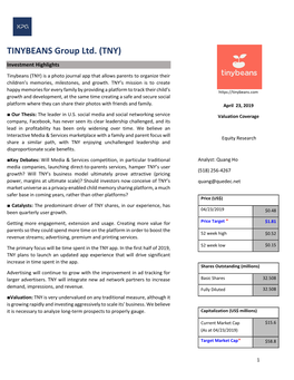 TINYBEANS Group Ltd. (TNY)