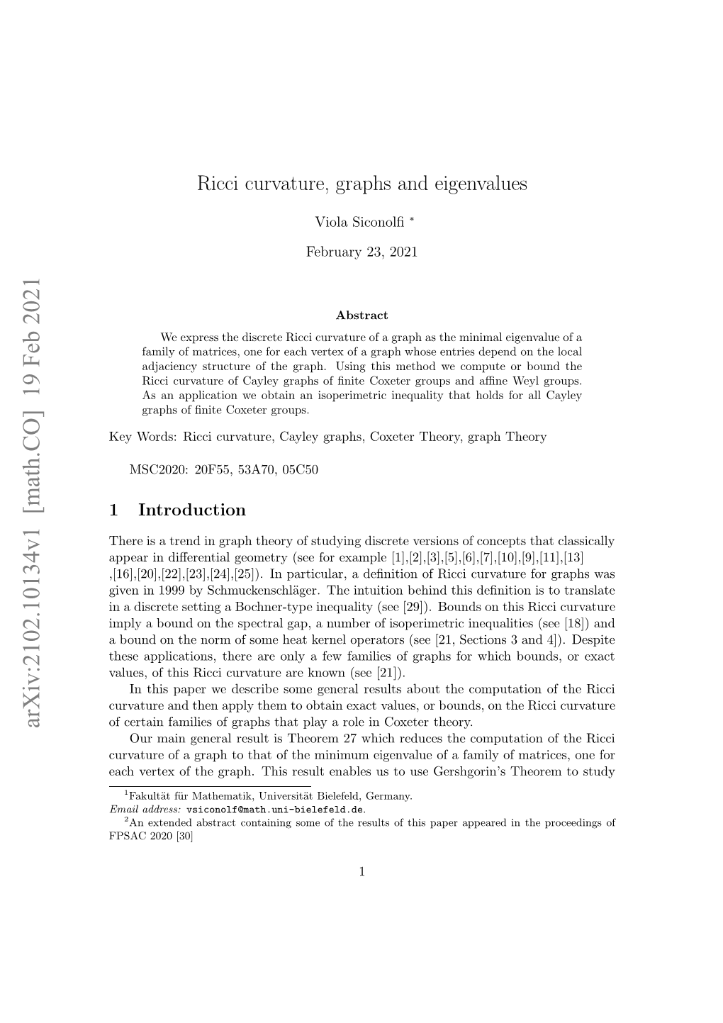 Ricci Curvature, Graphs and Eigenvalues