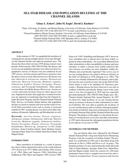 Sea Star Disease and Population Declines at the Channel Isalnds