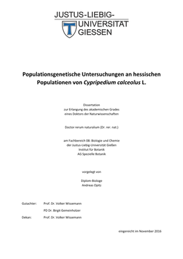 Populationsgenetische Untersuchungen an Hessischen Populationen Von Cypripedium Calceolus L