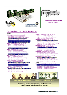 Calendar of Hoh Events: 2005