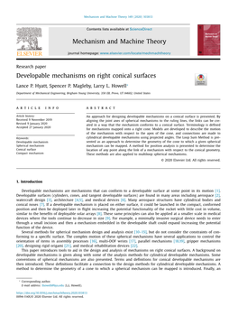 Developable Mechanisms on Right Conical Surfaces