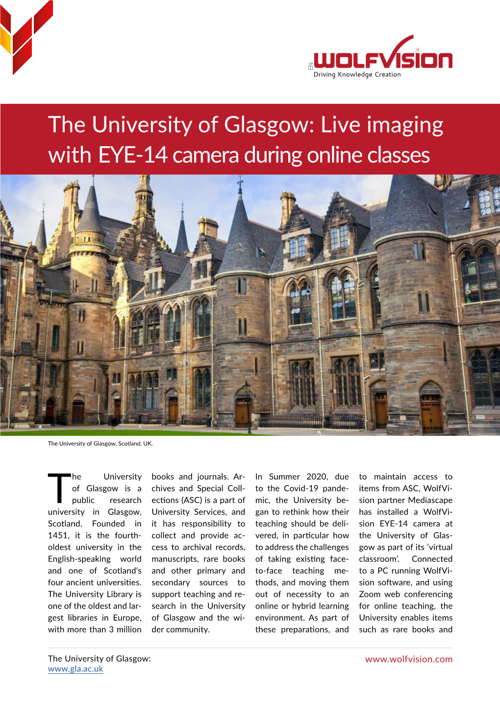 The University of Glasgow: Live Imaging with EYE-14 Camera During Online Classes