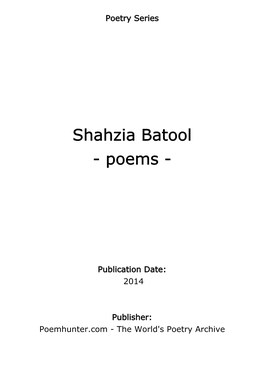 Shahzia Batool - Poems