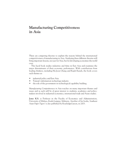 Manufacturing Competitiveness in Asia