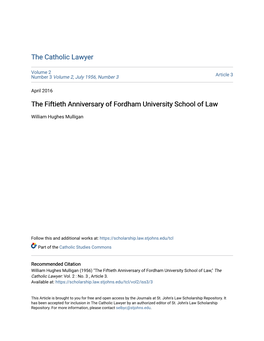 The Fiftieth Anniversary of Fordham University School of Law