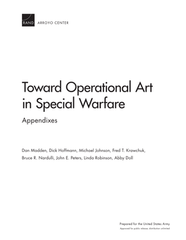 Toward Operational Art in Special Warfare: Appendixes Ter’S Strategy, Doctrine, and Resources Program