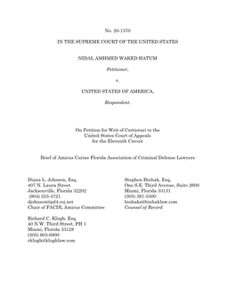 No. 20-1370 in the SUPREME COURT of the UNITED STATES